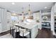 Bright, modern kitchen with a large center island, stylish seating, and stainless steel appliances at 10795 Sundial Rim Rd, Highlands Ranch, CO 80126