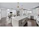 Spacious kitchen features a large island, stainless steel appliances, and seamless flow to the dining and living area at 10795 Sundial Rim Rd, Highlands Ranch, CO 80126