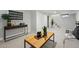 Finished basement with carpet flooring, modern furniture, decor, and a wooden coffee table at 3928 Zuni St, Denver, CO 80211
