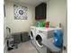 Laundry room with washer, dryer, and storage at 2521 E 163Rd Pl, Thornton, CO 80602