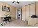 Bedroom featuring a ceiling fan, carpet and walk in closet at 6307 Monterey Pl, Highlands Ranch, CO 80130