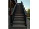 Outdoor staircase with lighting leads to an upper level, complemented by landscape rock at 7315 Blue Water Dr, Castle Rock, CO 80108