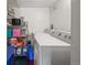 This laundry room is efficient with a washer, dryer, storage, and shelving space for convenience at 3613 S Sheridan Blvd # 10, Denver, CO 80235