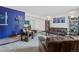 Spacious living room features a dark blue accent wall and comfortable leather furniture arrangement at 2730 S Jay St, Denver, CO 80227