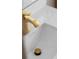 Close up of the sink and countertop in the bathroom, with gold faucet at 5946 S Jellison St # F, Littleton, CO 80123