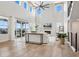 Spacious living room featuring a cozy fireplace and sliding glass doors to the backyard at 6851 Copper Sky Cir, Castle Pines, CO 80108