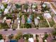 An overhead view displays various homes surrounded by green yards at 2258 S Galapago St, Denver, CO 80223