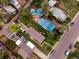Aerial view of single-story houses with compact backyard and mature trees at 2258 S Galapago St, Denver, CO 80223