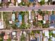 Bird's eye view showcases homes with lush landscaping along the street at 2258 S Galapago St, Denver, CO 80223