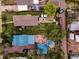 Aerial backyard view with a well-maintained lawn at 2258 S Galapago St, Denver, CO 80223