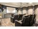 A home theater room with a large screen, projector, and comfortable leather seating for an immersive viewing experience at 1150 Inca St # 39, Denver, CO 80204