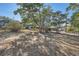 Expansive gravel backyard featuring mature trees and a chain-link fence, offering privacy and space at 1764 W Atlantic Pl, Denver, CO 80223