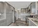 Efficient kitchen featuring gray cabinets, stainless steel appliances, and modern backsplash, maximizing space at 3630 Sawgrass Trl, Castle Rock, CO 80109