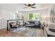 Bright living room with hardwood floors, modern furnishings, and lots of natural light at 18355 W 59Th Dr, Golden, CO 80403