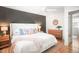 Bright bedroom with neutral decor, wood flooring and modern bedside tables at 16012 E Floyd Ave, Aurora, CO 80013