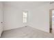 Simple bedroom with gray carpeting and a large window at 5553 Wisteria Ave, Firestone, CO 80504