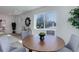 Bright dining area with a large window, wood table, and seating for four at 141 S Knox Ct, Denver, CO 80219