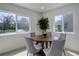 Cozy dining area with a round table, comfortable chairs, and large windows for natural light at 141 S Knox Ct, Denver, CO 80219