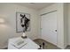 Office space with a white desk, closet, and neutral decor at 141 S Knox Ct, Denver, CO 80219