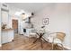 Bright kitchen features modern appliances, butcher block countertops, and a stylish beaded doorway at 1820 Newland Ct # 310, Lakewood, CO 80214