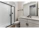 Basement bathroom with white subway tiles and a glass shower at 4993 Hickory Oaks St, Castle Rock, CO 80104