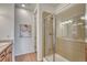 Bathroom showcasing a glass-enclosed shower, and modern vanity at 612 Blue Teal Dr, Castle Rock, CO 80104