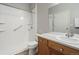 Bathroom with walk-in shower and updated fixtures at 14343 E 1St Dr # 202, Aurora, CO 80011