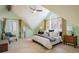 Bright and airy bedroom features high ceilings, natural light, and charming curtains at 1605 17Th St, Boulder, CO 80302