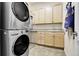 Well-organized laundry room featuring modern washer/dryer, storage cabinets and convenient sink at 23965 E Kettle Pl, Aurora, CO 80016