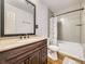 Stylish bathroom featuring modern fixtures, a shower with tile surround, and a vanity at 5339 S Windermere St, Littleton, CO 80120