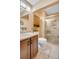 Modern bathroom with tiled shower, vanity and updated fixtures for comfort at 7290 Lamar Ct, Arvada, CO 80003