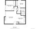 Detailed floorplan showcasing the layout with living room, eat-in kitchen, bath, primary and secondary bedrooms at 2575 S Syracuse Way # B101, Denver, CO 80231