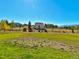 Sprawling backyard featuring a rustic wooden fence, mature trees, and a play structure at 1235 Woodmoor Acres Dr, Monument, CO 80132