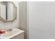 Compact bathroom features a marble countertop vanity, decorative mirror, and traditional style at 3201 S Albion St, Denver, CO 80222