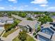 High aerial showcases neighborhood with houses and lush trees with beautiful sky overhead at 19771 E Wesley Pl, Aurora, CO 80013