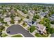 High aerial showcasing houses and a street in a neighborhood with lush trees and greenery at 19771 E Wesley Pl, Aurora, CO 80013
