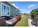 Spacious backyard features a stone patio, seating, and colorful landscaping at 19771 E Wesley Pl, Aurora, CO 80013