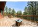 Large back deck offers ample space to relax and enjoy the views of the mature trees at 133 Mine Ln, Boulder, CO 80302
