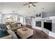 Spacious living room featuring a fireplace, comfortable seating, and ample natural light at 1118 S Duquesne Cir, Aurora, CO 80018