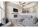 Cozy living room featuring a fireplace, comfortable seating, and stylish decor at 1522 Chimney Peak Dr, Castle Rock, CO 80109