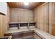 Interior view of a wooden sauna with built-in benches, creating a tranquil, warm space at 107 N Harris St # 102, Breckenridge, CO 80424