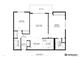 Detailed floor plan showcases layout of bedrooms, living room, kitchen, and balcony at 3675 S Cherokee St # 110, Englewood, CO 80110