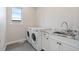 Well-lit laundry room with modern washer and dryer, complemented by sleek countertops at 1970 S Logan St, Denver, CO 80210