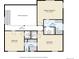 Upstairs floorplan displays bedrooms with closets, bathrooms, and hallway at 31258 Niakwa Rd, Evergreen, CO 80439
