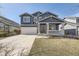 Charming two-story home with a covered front porch, manicured lawn, and a two-car garage at 10037 Idalia St, Commerce City, CO 80022