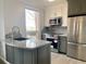 Modern kitchen with stainless steel appliances and granite countertops at 320 S Ames St # 5, Lakewood, CO 80226