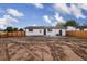 This backyard is fenced with bare dirt and a view of the blue sky at 5304 Granby St, Denver, CO 80239