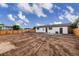 This backyard is fenced with bare dirt and a view of the blue sky at 5304 Granby St, Denver, CO 80239