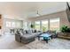 Open concept living room with large windows, modern furniture, and views of the natural landscape at 9571 Yucca Ct, Arvada, CO 80007