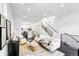 Open-concept living room featuring sleek design, modern staircase, and hardwood floors at 2830 W 32Nd Ave, Denver, CO 80211